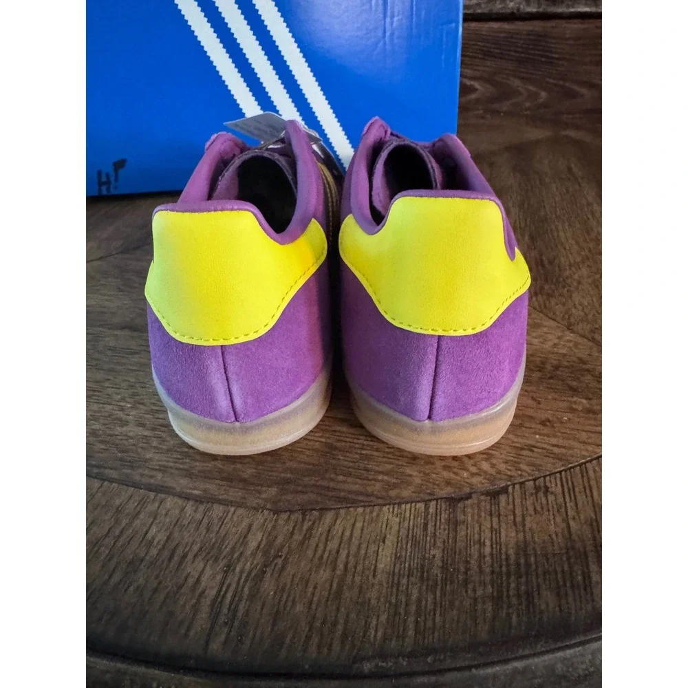Adidas Gazelle Indoor W Rich Mauve Yellow Suede Sneakers JS1415 Womens 8.5